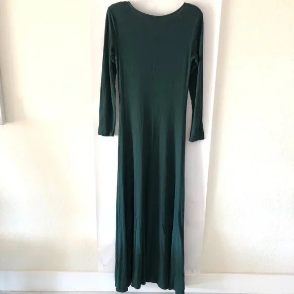 Lulu's Women's Swept Away Forest Green Long Sleeve Maxi Dress Size M Stretch - Picture 7 of 12